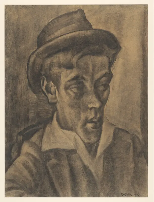 Borstbeeld van man met hoed Wall Art by Unknown - High-Resolution Digital Print