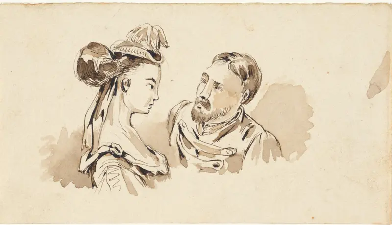Borstbeelden van een man en een vrouw Wall Art by Pieter van Loon - High-Resolution Digital Print