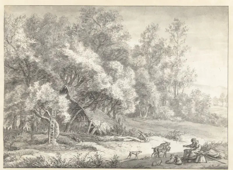 Bosgezicht met herders bij een herdershut Wall Art by Anthonie Waterloo - High-Resolution Digital Print