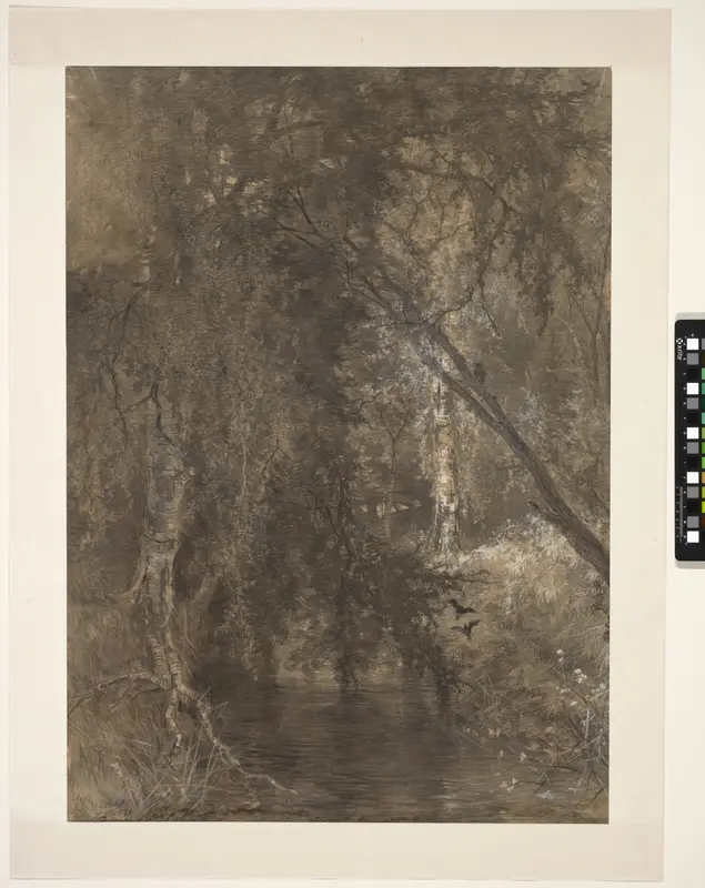 Bosgezicht met rivier, hoogstwaarschijnlijk te Wolfheze Wall Art by Unknown - High-Resolution Digital Print