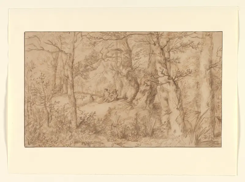 Bosgezicht met rustend paar Wall Art by Jan Lievens - High-Resolution Digital Print