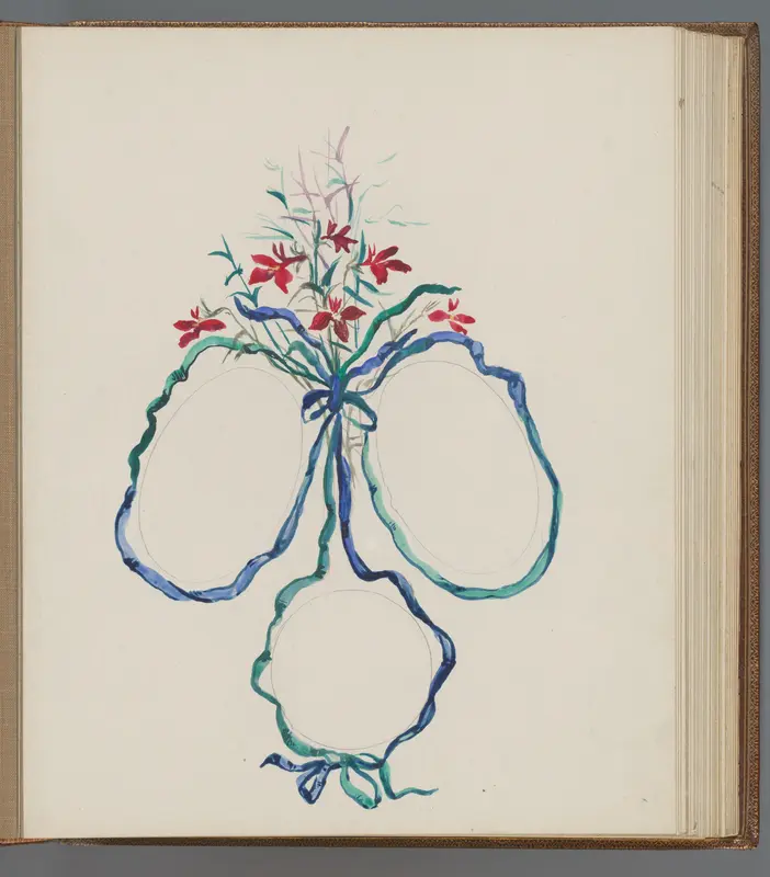 Bosje bloemen boven drie cartouches Wall Art by Unknown - High-Resolution Digital Print
