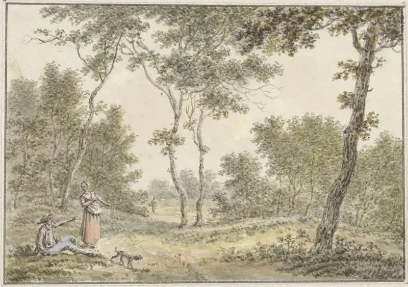 Boslandschap met enkele figuren Wall Art by Pieter de Goeje - High-Resolution Digital Print