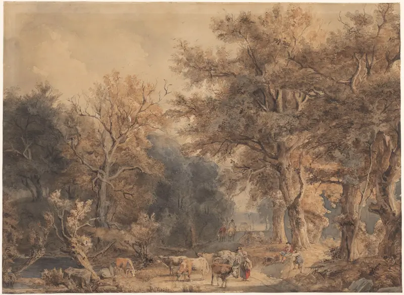 Boslandschap met figuren en vee Wall Art by Jacob Maris - High-Resolution Digital Print