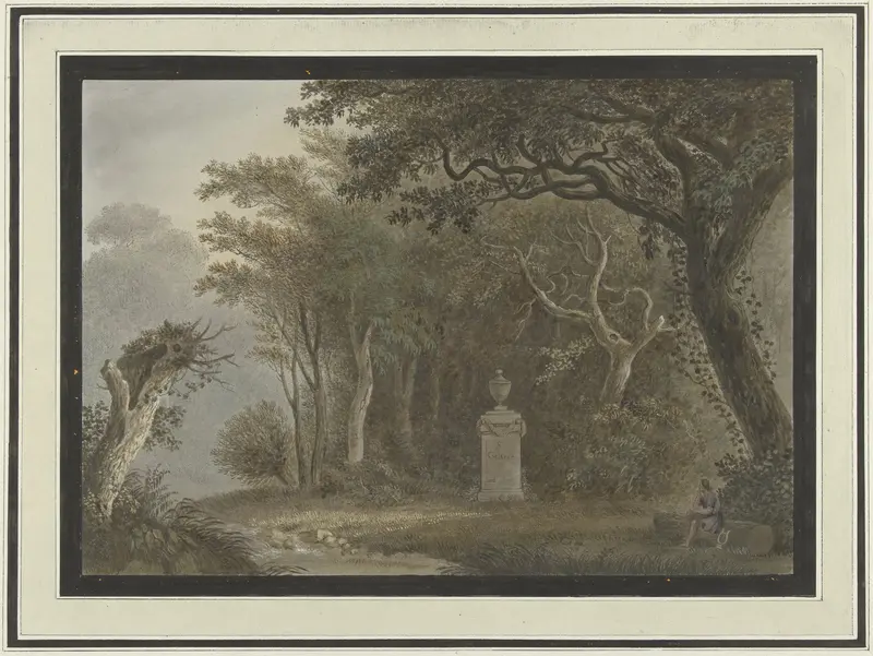 Boslandschap met monument voor Salomon Gessner Wall Art by anonymous - High-Resolution Digital Print