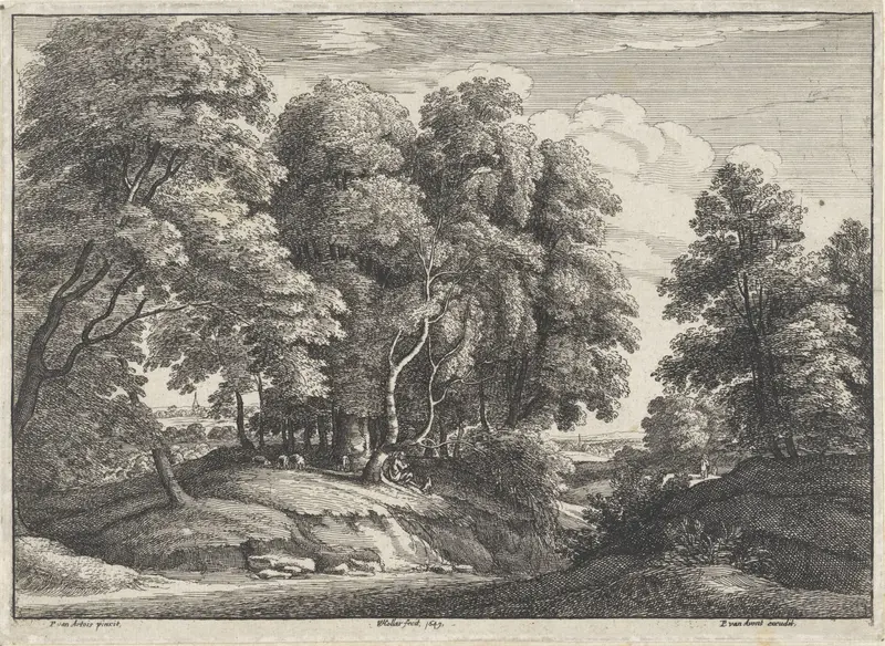 Bosrijk landschap met rustende herder Wall Art by Unknown - High-Resolution Digital Print