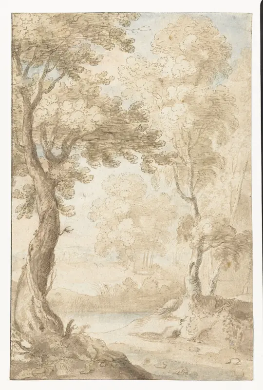 Bosrijk landschap met water Wall Art by Unknown - High-Resolution Digital Print