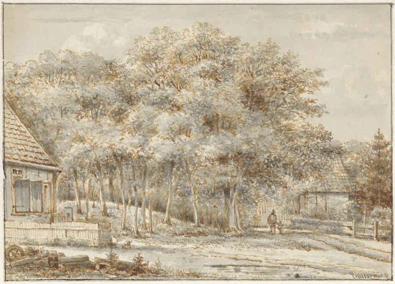 Bosweg met twee huizen Wall Art by Pieter Ernst Hendrik Praetorius - High-Resolution Digital Print