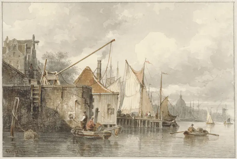 Boten bij een kade Wall Art by Everhardus Koster - High-Resolution Digital Print