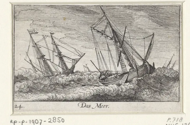Boten in de storm op zee Wall Art by Wenceslaus Hollar - High-Resolution Digital Print