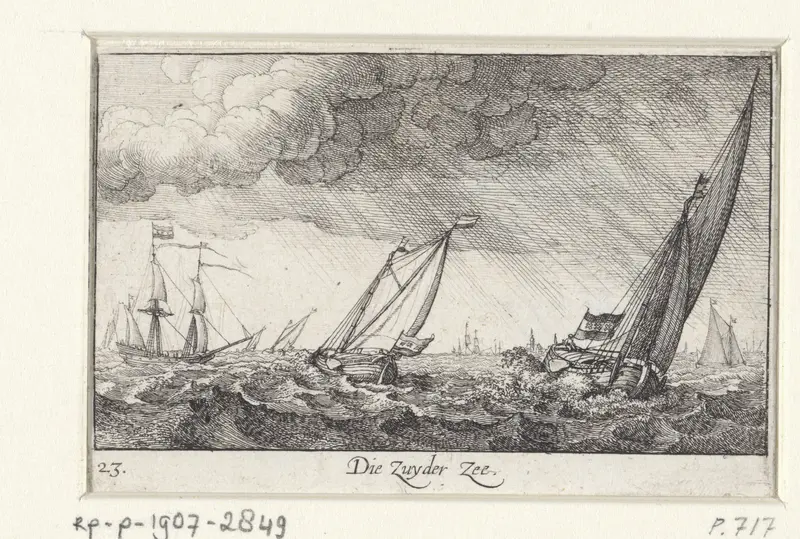 Boten tijdens storm op de Zuiderzee Wall Art by Abraham Hogenberg - High-Resolution Digital Print