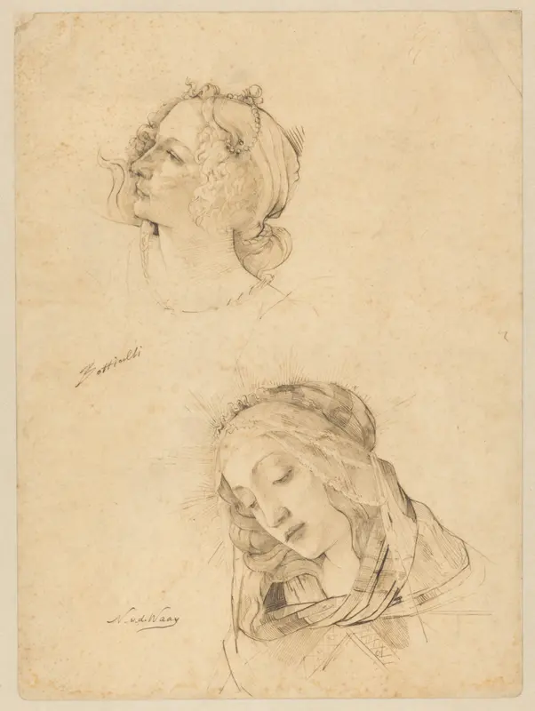 Botticelli figuur uit de Primavera en een Madonna Wall Art by Nicolaas van der Waay - High-Resolution Digital Print