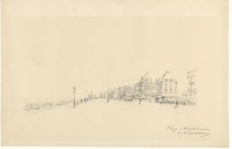 Boulevard en strand te Blankenberge Wall Art by Maxime François Antoine Lalanne - High-Resolution Digital Print