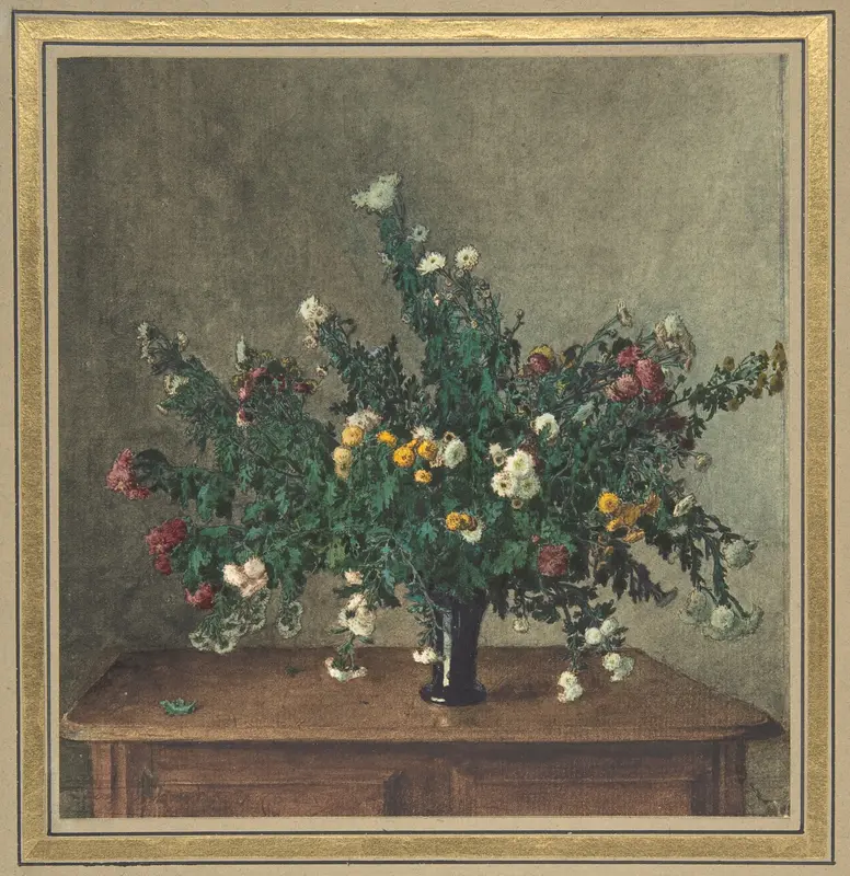 Bouquet of Small Chrysanthemums Wall Art by Léon Bonvin - High-Resolution Digital Print