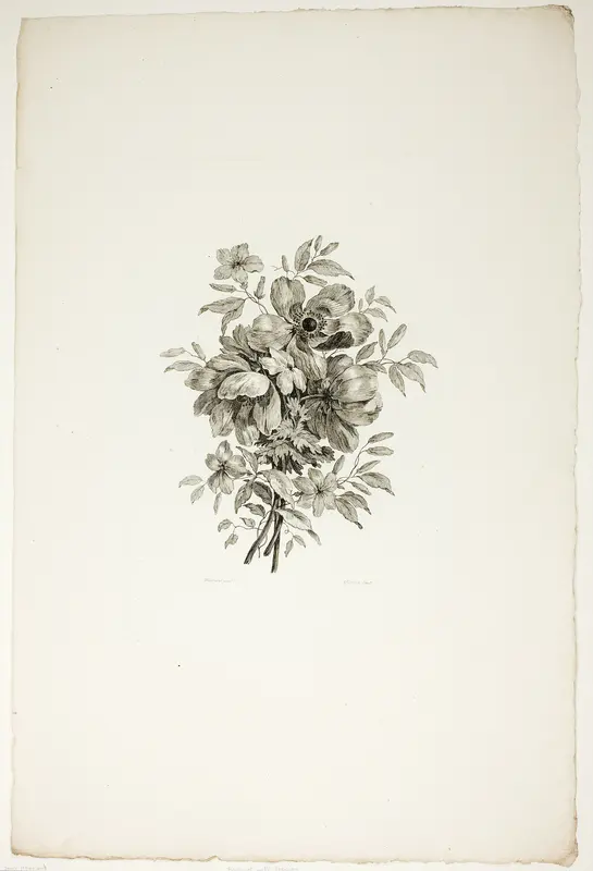Bouquet with Poppies, from Collection of Different Bouquets of Flowers, Invented and Drawn by Jean Pillement and Engraved by P. C. Canot