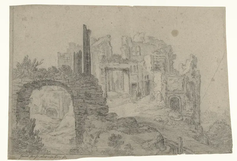 Bouwval op een heuvel Wall Art by Govert Jansz. - High-Resolution Digital Print