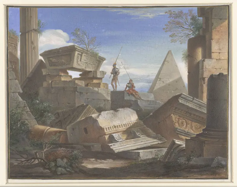 Bouwvallen van antieke gebouwen Wall Art by Henri Joseph van Blarenberghe - High-Resolution Digital Print
