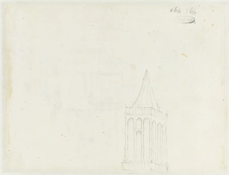 Bovenste geleding en spits van een gothische kerktoren Wall Art by Jan Abrahamsz. Beerstraten - High-Resolution Digital Print
