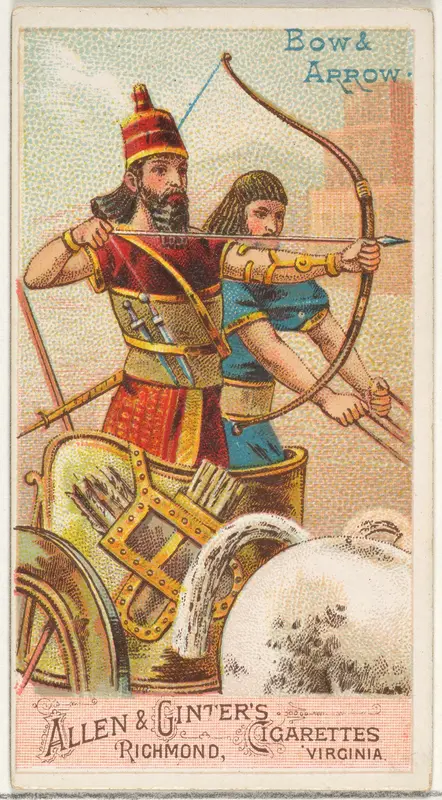 Bow and Arrow, from the Arms of All Nations series (N3) for Allen & Ginter Cigarettes Brands Wall Art by Allen & Ginter - High-Resolution Digital Print