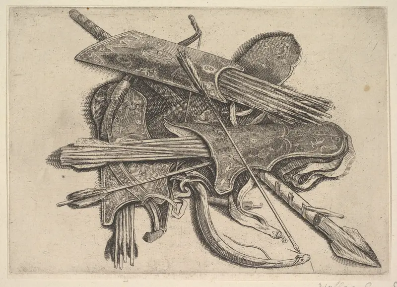 Bows, quivers and a spear Wall Art by Wenceslaus Hollar - High-Resolution Digital Print