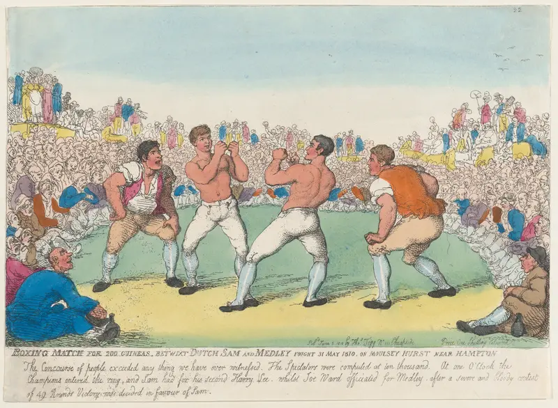 Boxing Match for 200 Guineas, Betwixt Dutch Sam and Medley, Fought 31 May 1810, on Moulsey Hurst Near Hampton Wall Art by Thomas Rowlandson - High-Resolution Digital Print