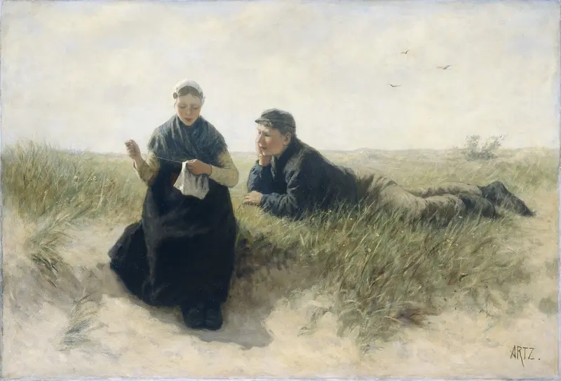 Boy and Girl in the Dunes Wall Art by Unknown - High-Resolution Digital Print