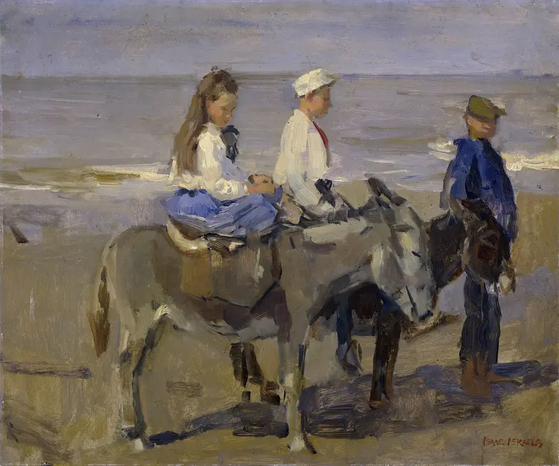 Boy and Girl on Donkeys Wall Art by Unknown - High-Resolution Digital Print