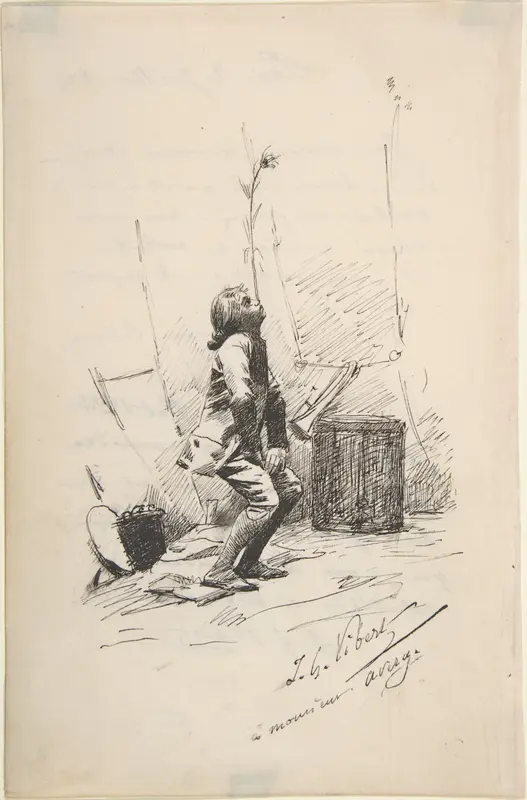 Boy Balancing a Tall Weed on His Nose Wall Art by Jean-Georges Vibert - High-Resolution Digital Print