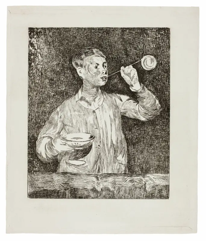 Boy Blowing Soap Bubbles