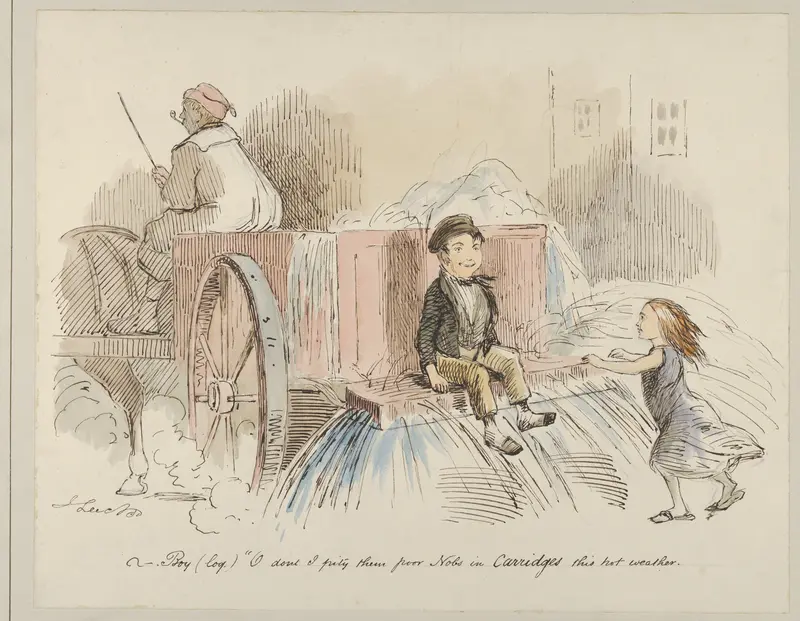 Boy (loq.) O don't I pity them poor Nobs in Carriages this hot weather Wall Art by John Leech - High-Resolution Digital Print