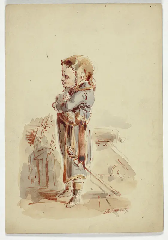 Boy Posing as Admiral on Ship Wall Art by Dupenvant Dupenvant - High-Resolution Digital Print