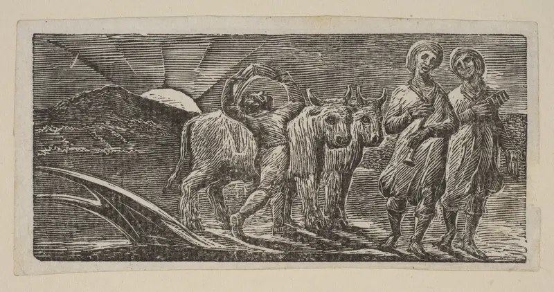 Boy Returning Joyfully, with Plough and Oxen, from Thornton's "Pastorals of Virgil" Wall Art by William Blake - High-Resolution Digital Print