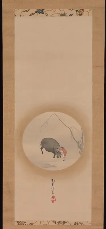 Boy Trying to Make an Ox Drink Wall Art by Sakai Hōitsu - High-Resolution Digital Print