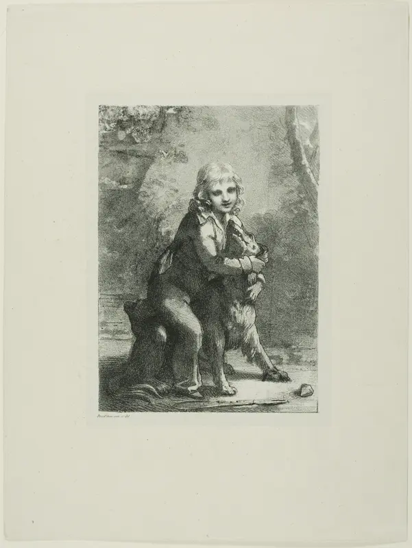 Boy with a Dog Wall Art by Pierre Paul Prud'hon - High-Resolution Digital Print