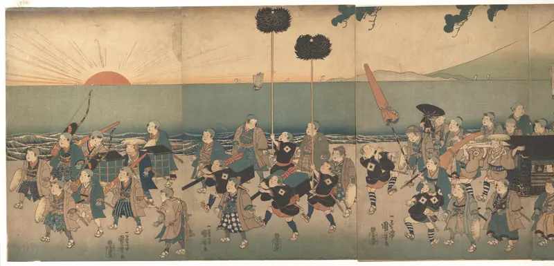 Boys Play-acting a Daimyo Procession
