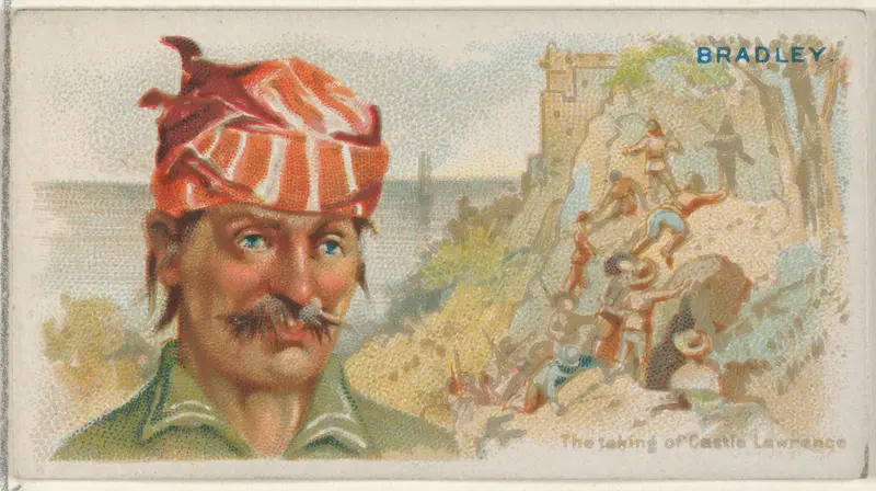 Bradley, The Taking of Castle Lawrence, from the Pirates of the Spanish Main series (N19) for Allen & Ginter Cigarettes Wall Art by Allen & Ginter - High-Resolution Digital Print
