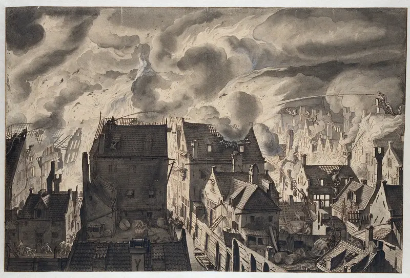 Brand aan de Elandsgracht Wall Art by Jan van der Heyden - High-Resolution Digital Print