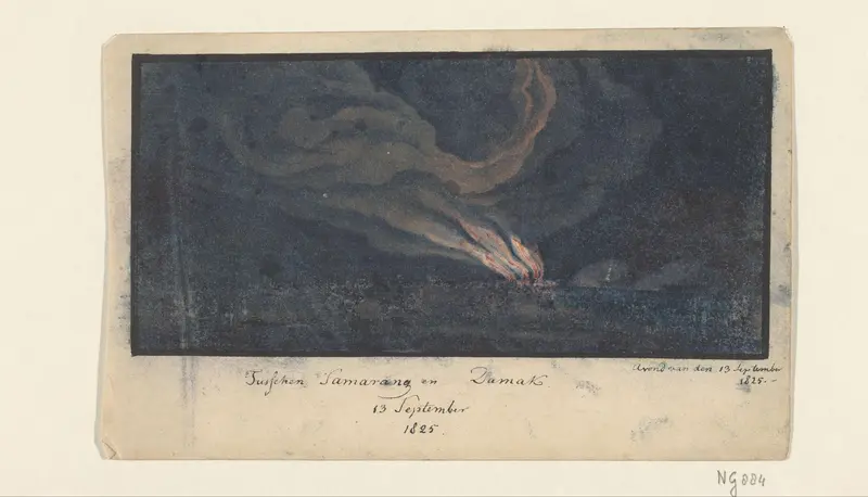 Brand in een landschap op Midden-Java, 1825 Wall Art by anonymous - High-Resolution Digital Print