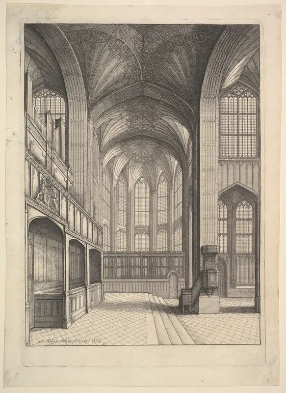 Bray's Chapel in St. George's Chapel, Windsor (from Elias Ashmole's "The Institution, Laws & Ceremonies of the most Noble Order of the Garter," London 1672)