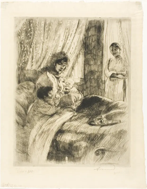 Breakfast, plate four from Woman Wall Art by Albert Besnard - High-Resolution Digital Print