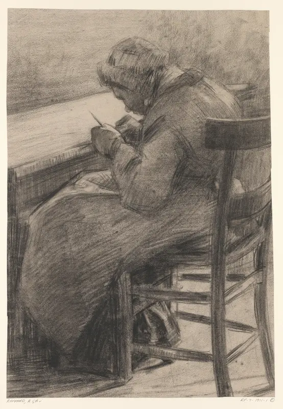 Breiende vrouw Wall Art by Anthon Gerhard Alexander van Rappard - High-Resolution Digital Print