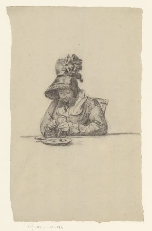 Breiende vrouw aan tafel Wall Art by Jean Bernard - High-Resolution Digital Print