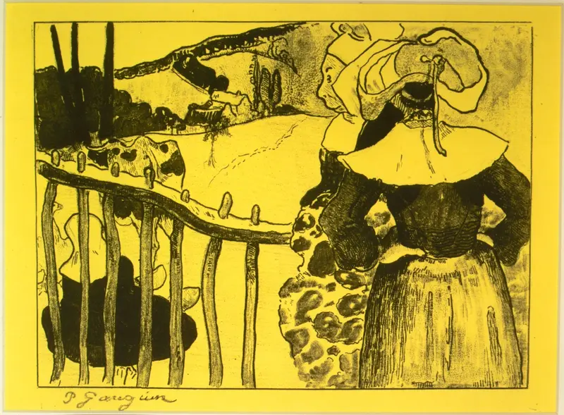 Bretonnes à la Barrière, from the "Volpini Suite: Dessins lithographiques" Wall Art by Paul Gauguin - High-Resolution Digital Print