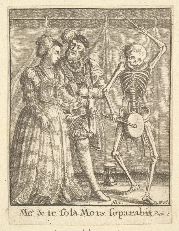 Bridal pair, from "Dance of Death" Wall Art by Wenceslaus Hollar - High-Resolution Digital Print