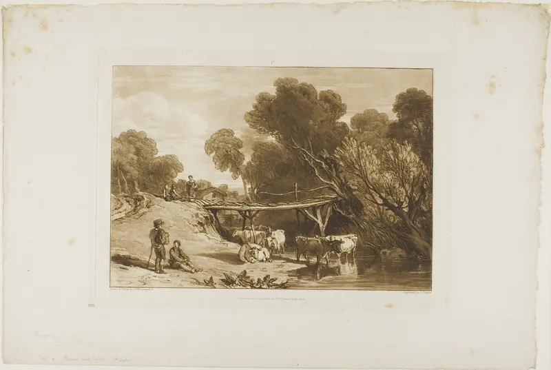 Bridge and Cows, plate 2 from Liber Studiorum Wall Art by Joseph Mallord William Turner - High-Resolution Digital Print