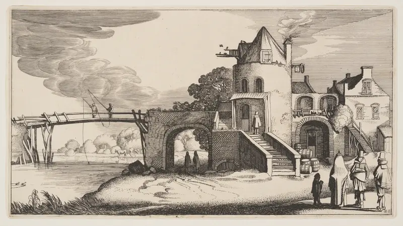 Bridge with a Toll-House, from Landscapes (Playsante Lantschappen)