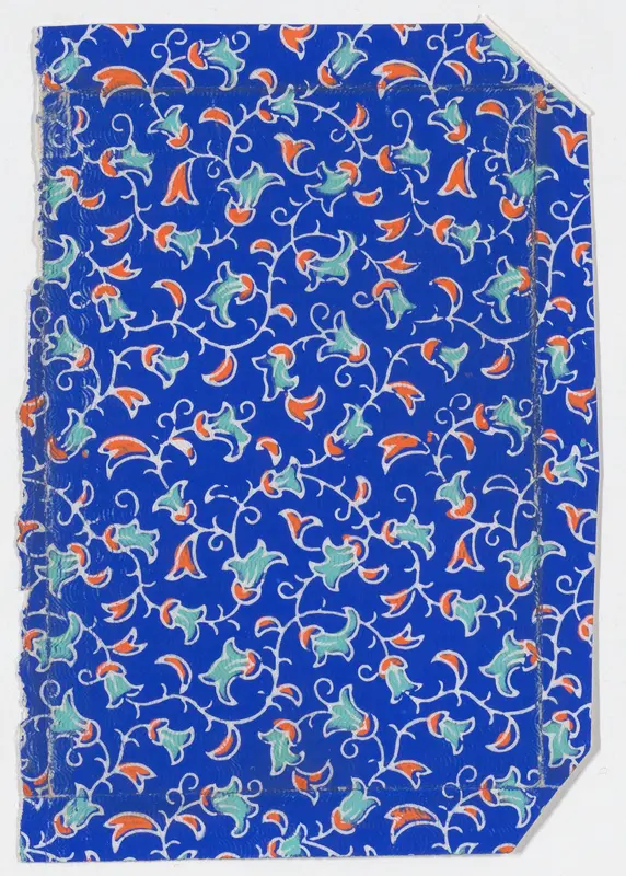 Bright blue sheet with vine pattern Wall Art by Anonymous - High-Resolution Digital Print