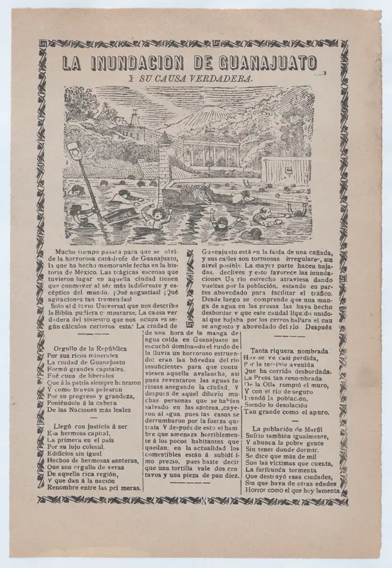 Broadsheet relating to a news story about the cause of a flood in Guanajuato, townspeople drowning Wall Art by José Guadalupe Posada - High-Resolution Digital Print