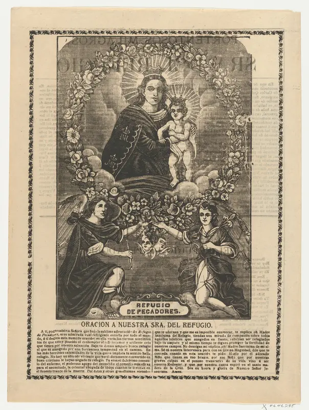 Broadsheet relating to Our Lady of Refuge with prayer Wall Art by Anonymous - High-Resolution Digital Print