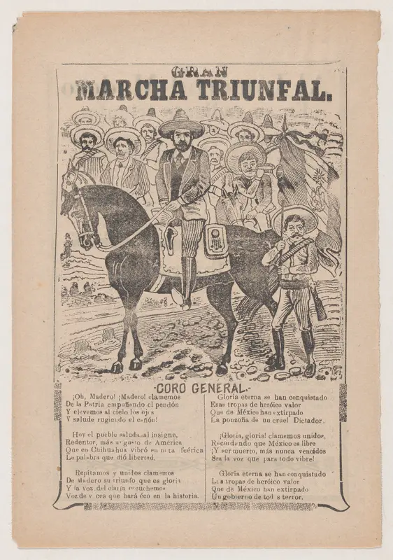 Broadsheet relating to the triumphal march of Francisco Madero Wall Art by José Guadalupe Posada - High-Resolution Digital Print